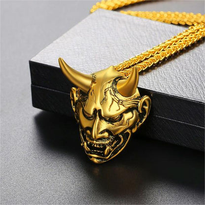 Faithheart Demon Hannya Mask Pendant Necklace for