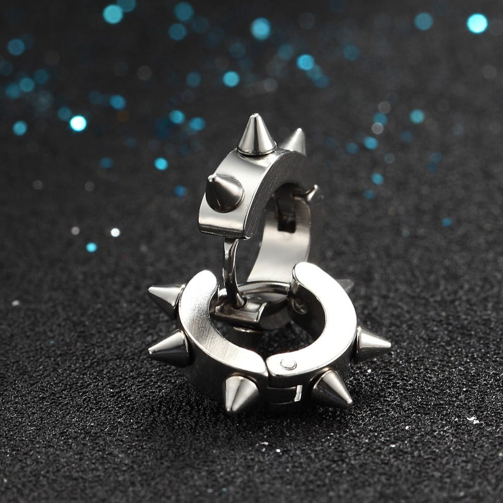 Punk Spike Rivet Huggie Hoop Earrings for