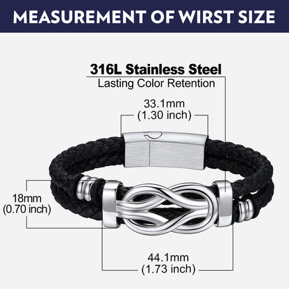 Customized Infinity Love Knot Leather Bracelet for