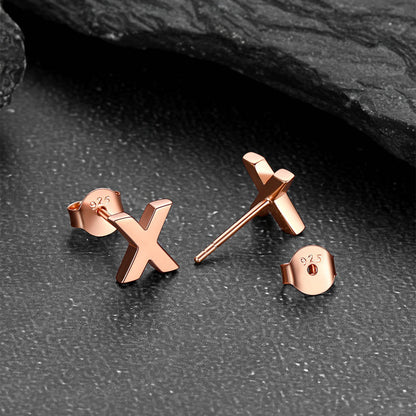 Sterling Silver Tiny Initial Letter Earrings Alphabet Studs for