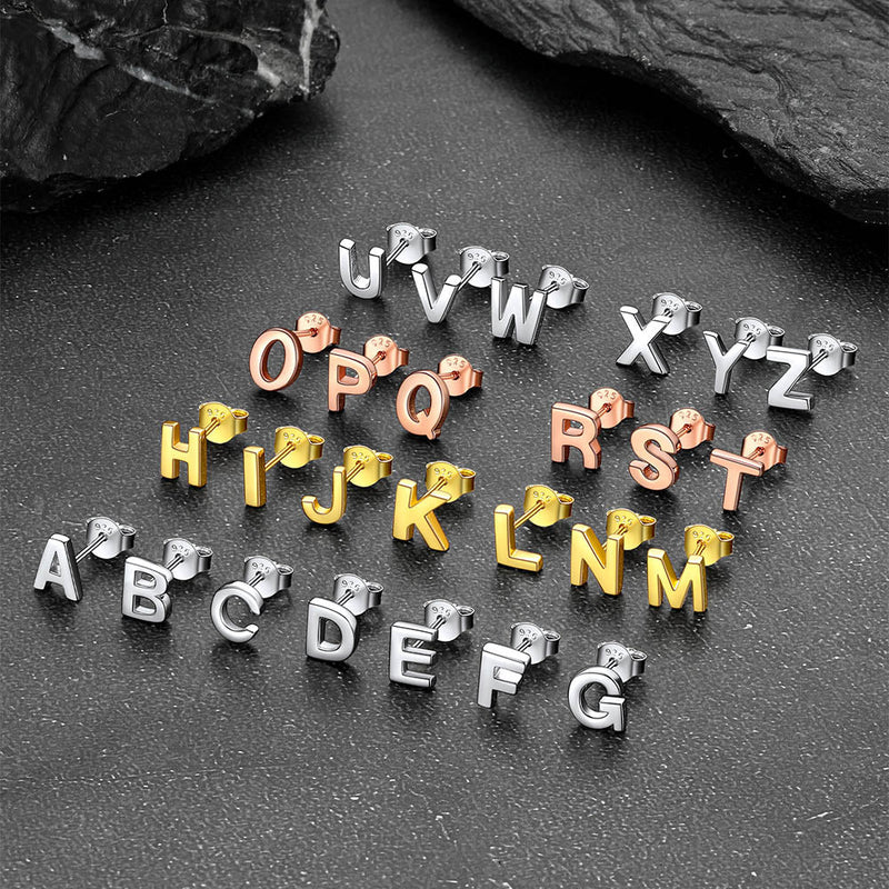 Sterling Silver Tiny Initial Letter Earrings Alphabet Studs for