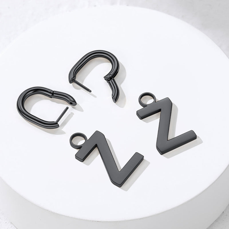 Hypoallergenic Initial Letter Dangle Earrings for