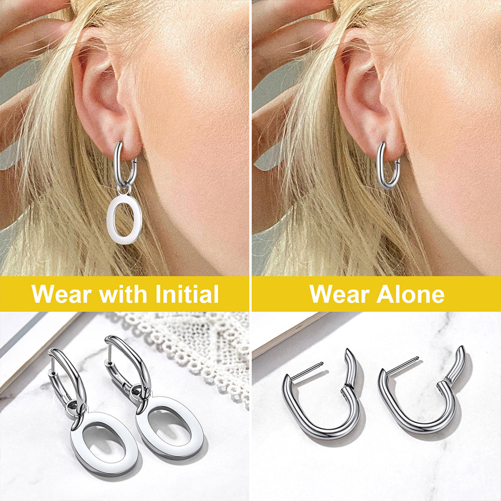 Hypoallergenic Initial Letter Dangle Earrings for