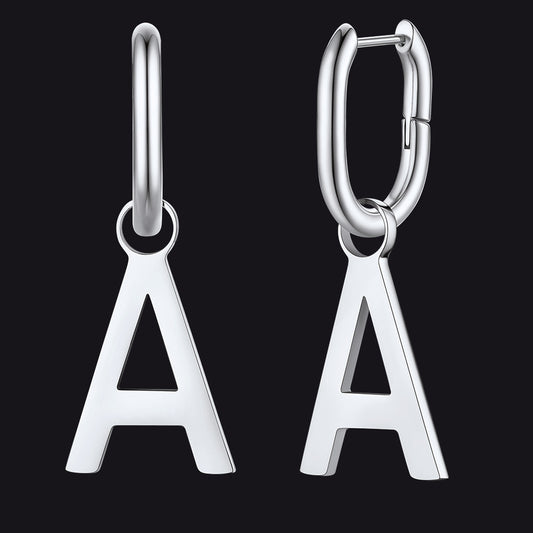Hypoallergenic Initial Letter Dangle Earrings for