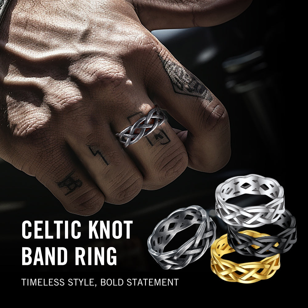 Irish Celtic Knot Band Ring Stainless Steel for