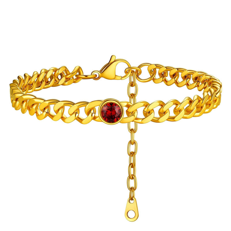 Personalized Birthstone Cuban Link Anklet for