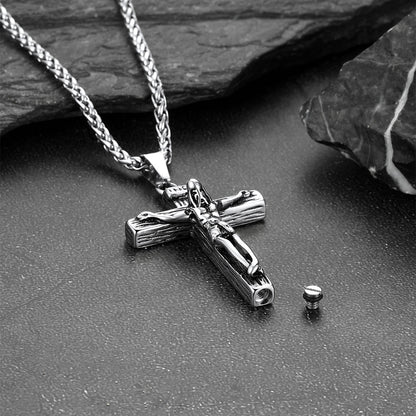 Christian Crucifix Cross Urn Necklace for Ashes Memorial Gift