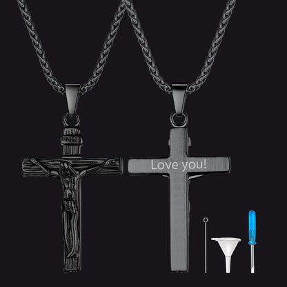 Christian Crucifix Cross Urn Necklace for Ashes Memorial Gift