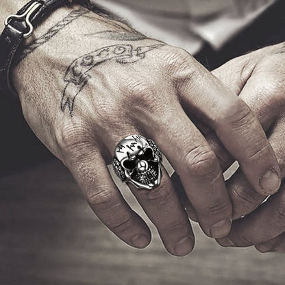 Gothic Joker Clown Skull Stainless Steel Ring for