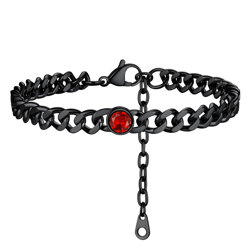 Personalized Birthstone Cuban Link Anklet for