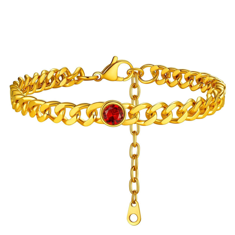 Personalized Birthstone Cuban Link Anklet for