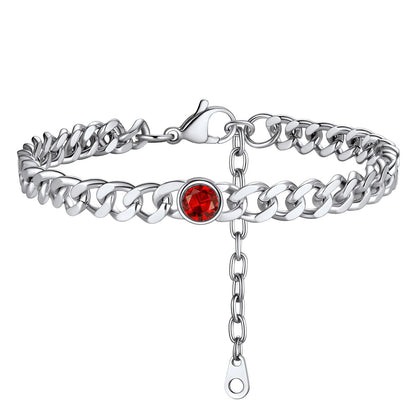 Personalized Birthstone Cuban Link Anklet for