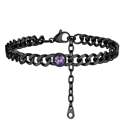 Personalized Birthstone Cuban Link Anklet for