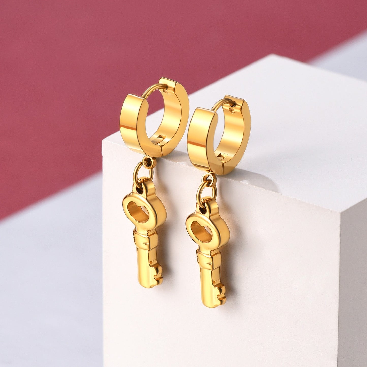 Flash Key Dangle Hoop Earrings for