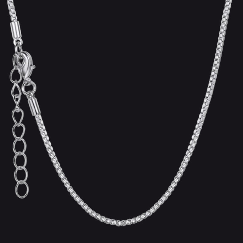 1.5mm Width Minimalist Box Chain Link Necklace for