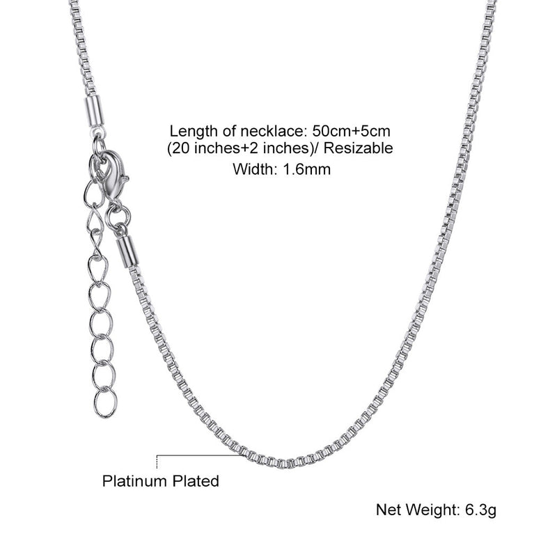 1.5mm Width Minimalist Box Chain Link Necklace for