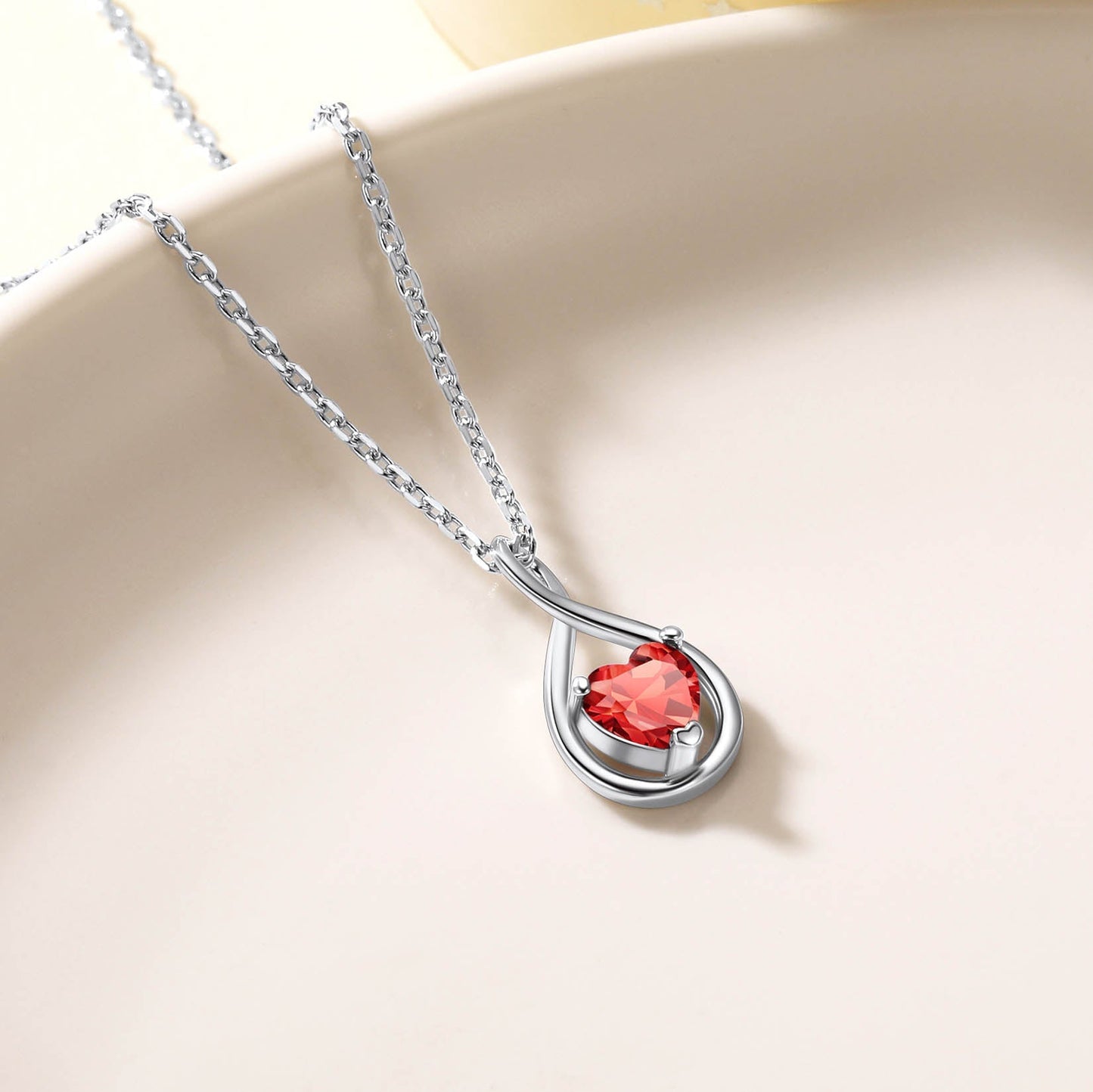 925 Sterling Silver Birthstone Infinity Necklace for