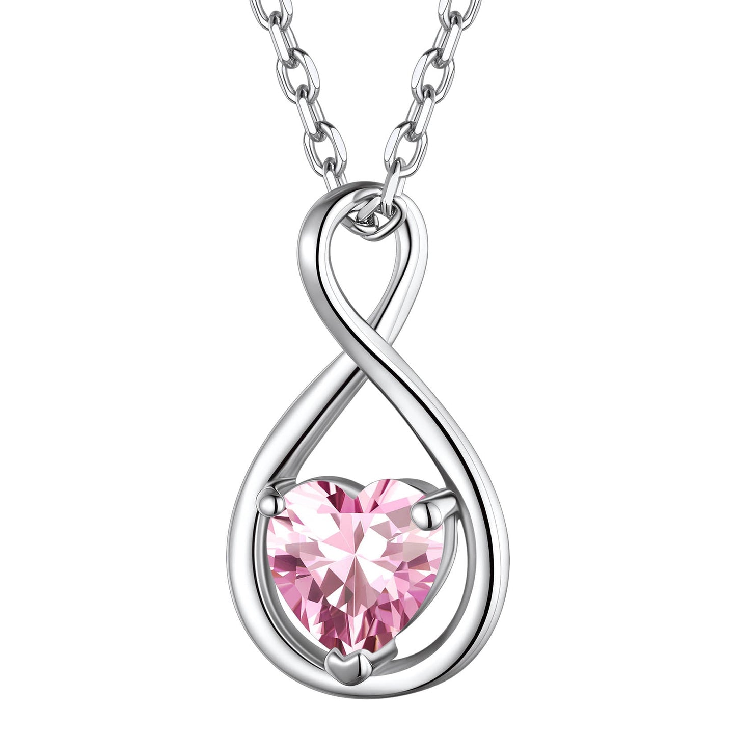 925 Sterling Silver Birthstone Infinity Necklace for