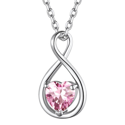 925 Sterling Silver Birthstone Infinity Necklace for
