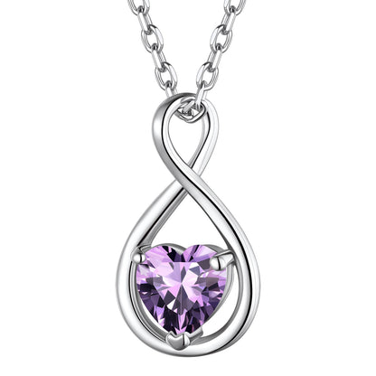 925 Sterling Silver Birthstone Infinity Necklace for
