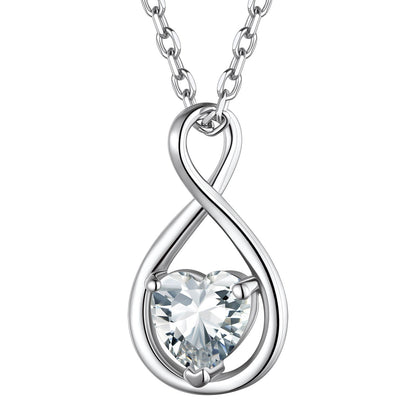 925 Sterling Silver Birthstone Infinity Necklace for