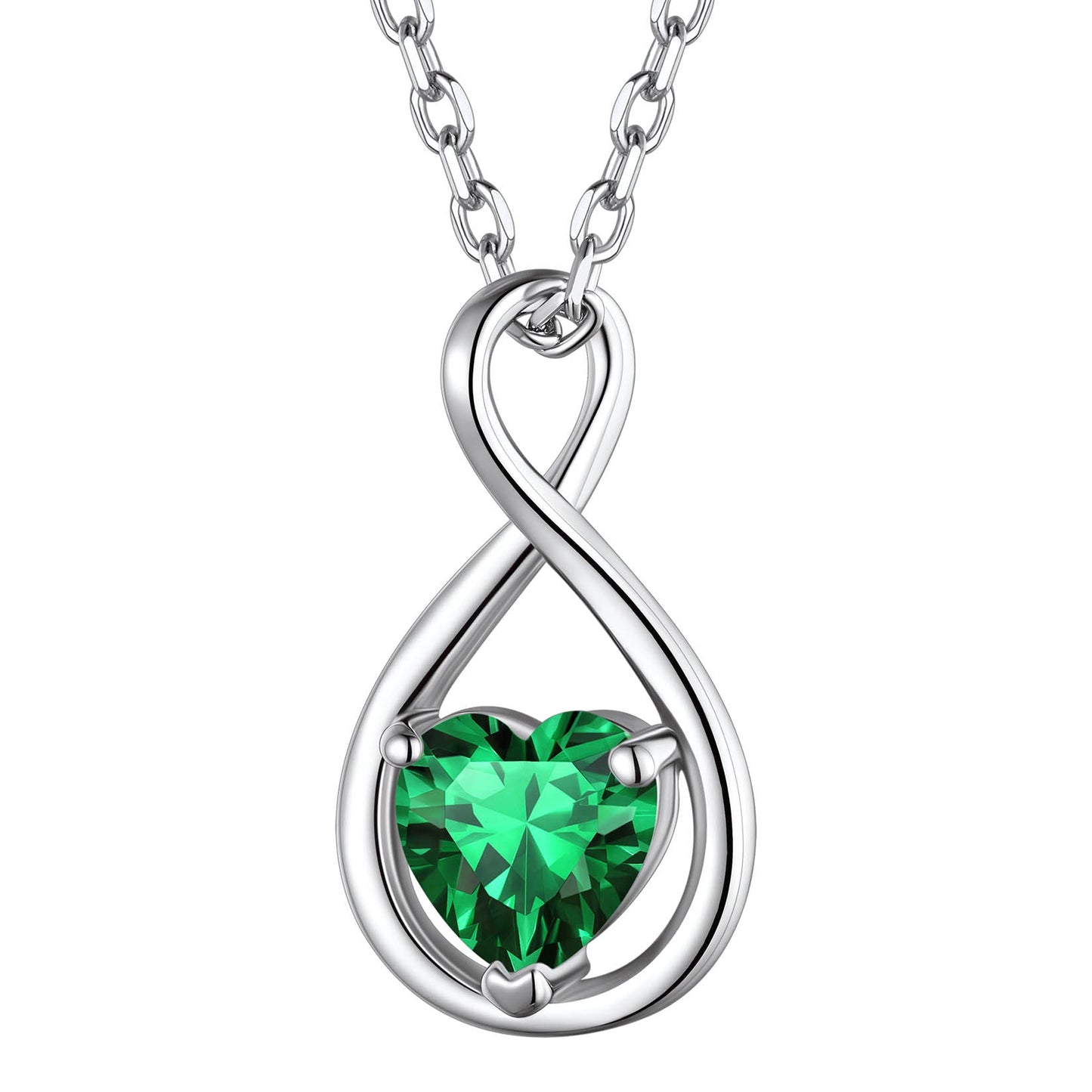 925 Sterling Silver Birthstone Infinity Necklace for