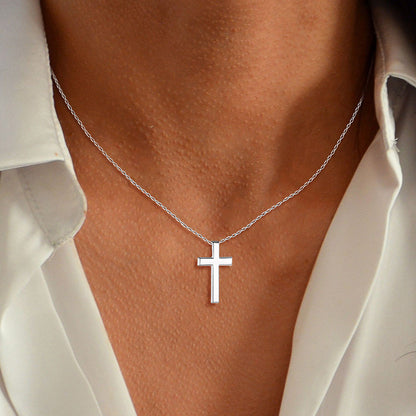 Sterling Silver Minimalist Cross Necklace Christian Faith Pendant for