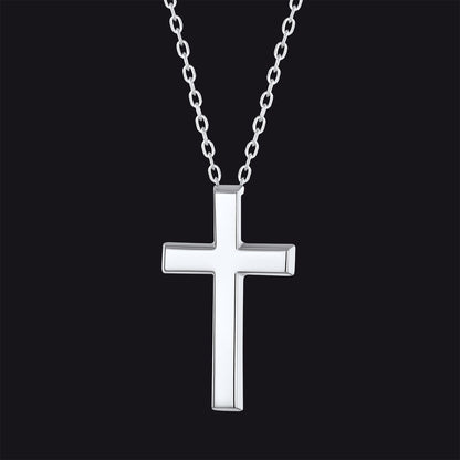Sterling Silver Minimalist Cross Necklace Christian Faith Pendant for