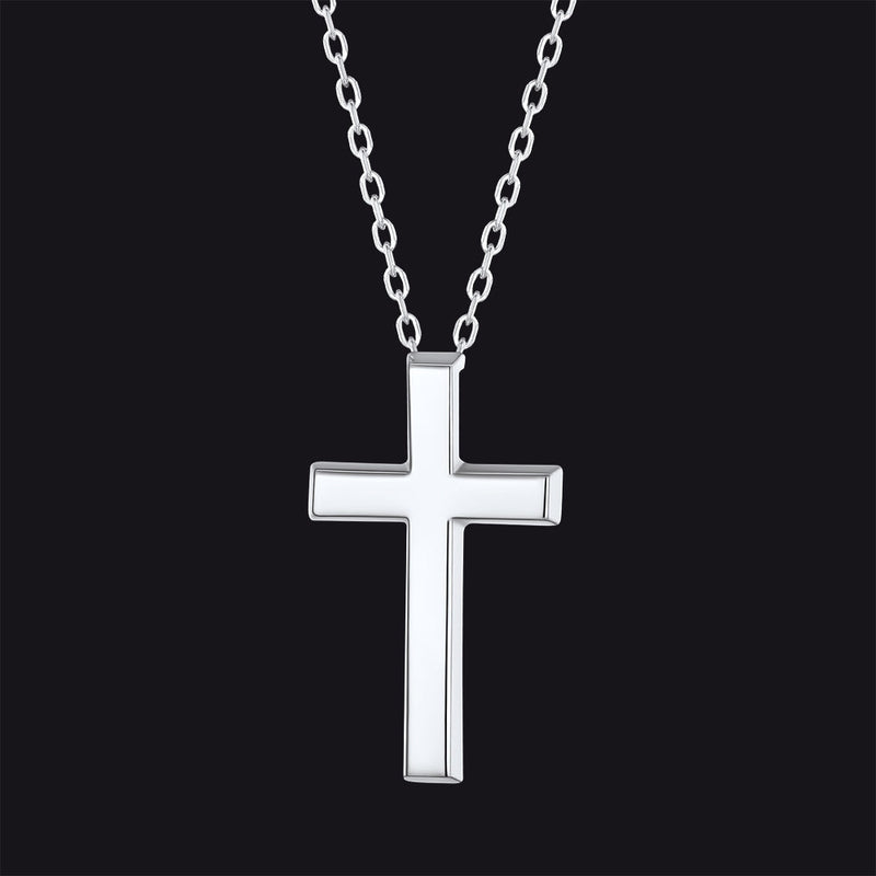 Sterling Silver Minimalist Cross Necklace Christian Faith Pendant for