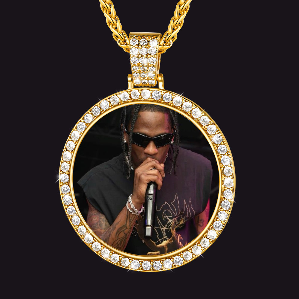 Personalized Large Picture Circle Necklace Memorial Photo Pendant for