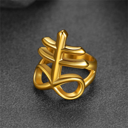 Satanic Leviathan Cross Stainless Steel Ring for