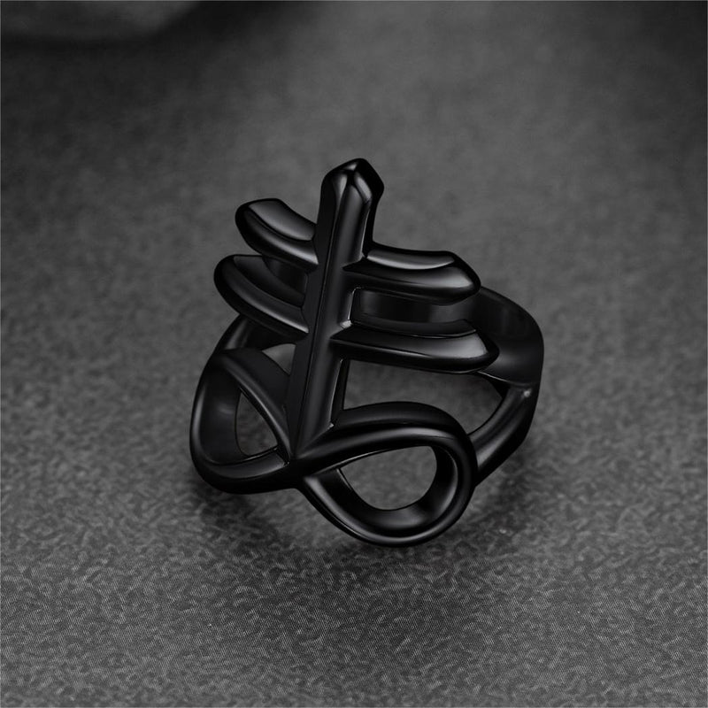 Satanic Leviathan Cross Stainless Steel Ring for
