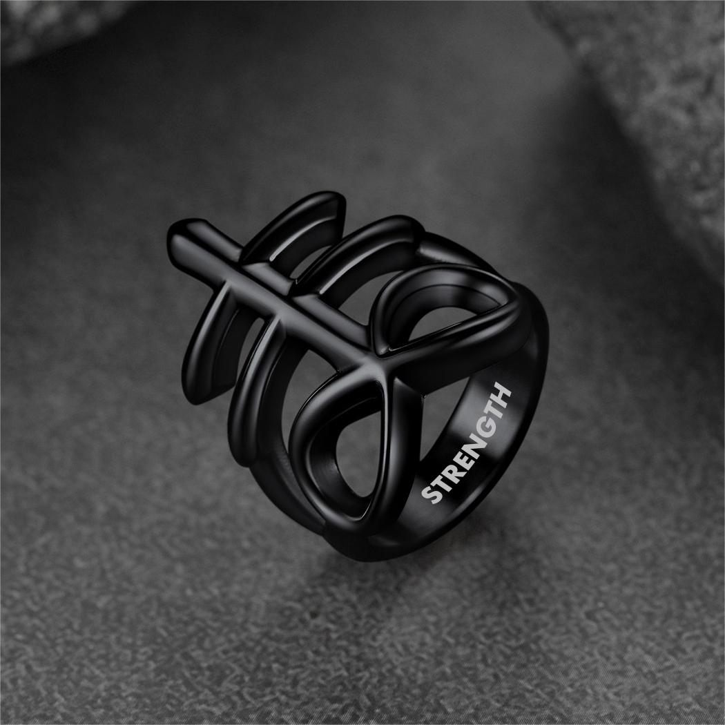 Satanic Leviathan Cross Stainless Steel Ring for