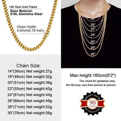 Franco Chain Link Stainless Steel Necklace for