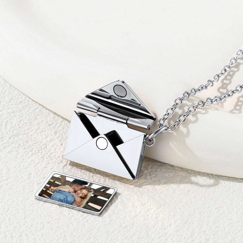 Personalized Envelope Picture Locket Necklace Gifts for Girl