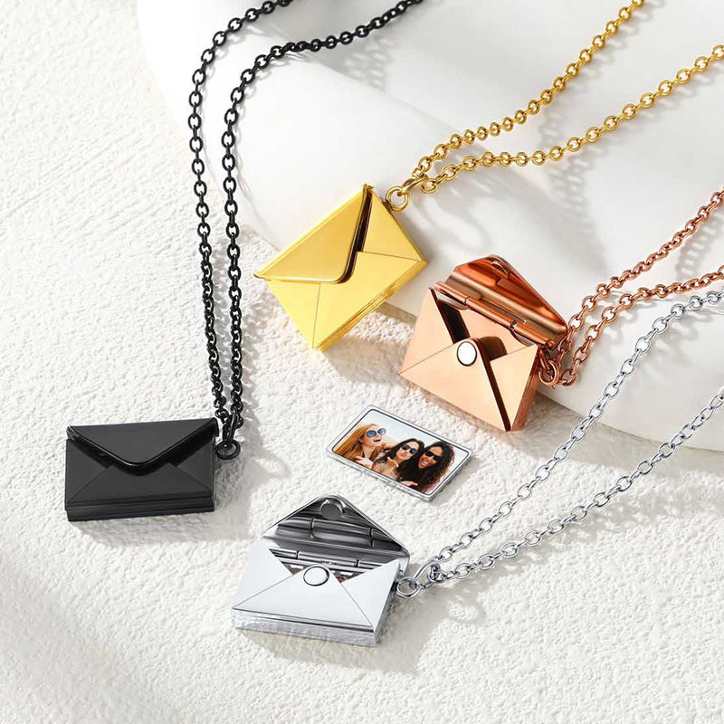 Personalized Envelope Picture Locket Necklace Gifts for Girl