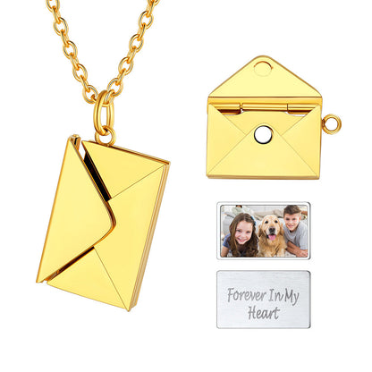Personalized Envelope Picture Locket Necklace Gifts for Girl