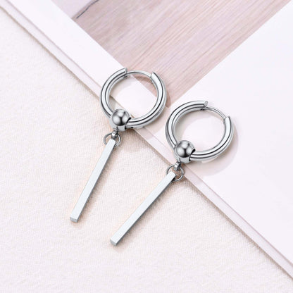 Punk Long Bar Drop Hoop Earrings for