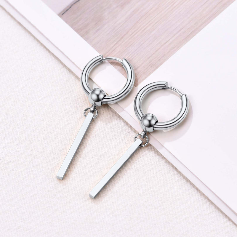 Punk Long Bar Drop Hoop Earrings for