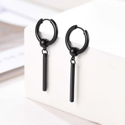 Punk Long Bar Drop Hoop Earrings for