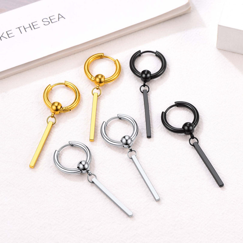 Punk Long Bar Drop Hoop Earrings for