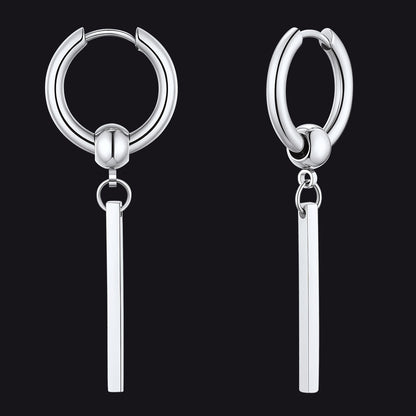 Punk Long Bar Drop Hoop Earrings for