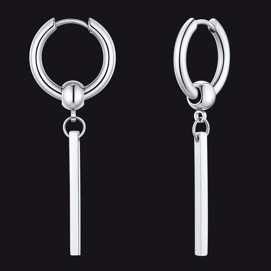 Punk Long Bar Drop Hoop Earrings for
