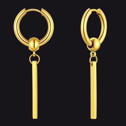 Punk Long Bar Drop Hoop Earrings for