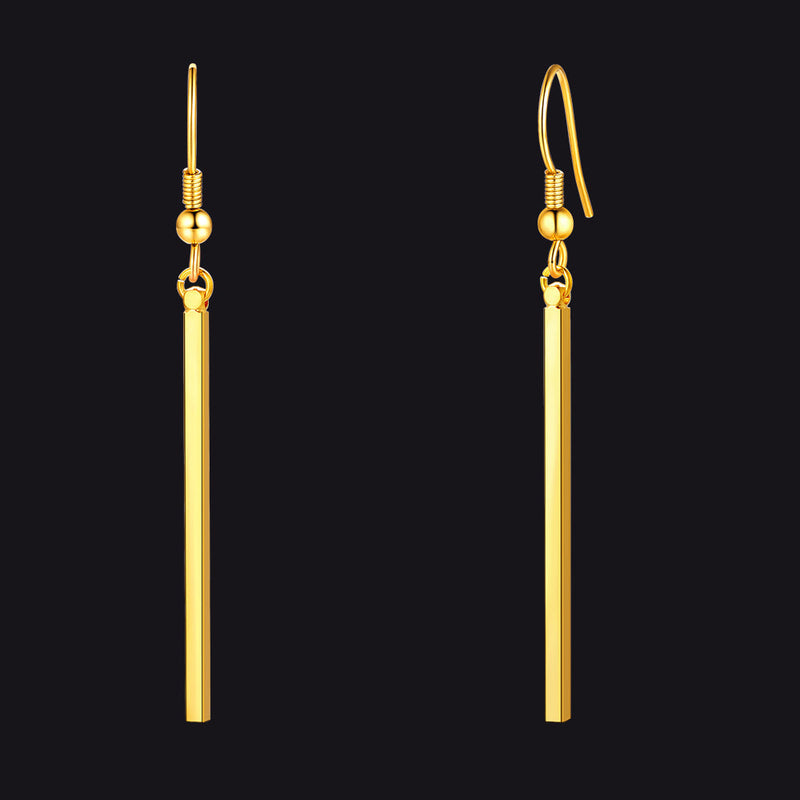 Minimal Long Vertical Bar Dangle Earrings for