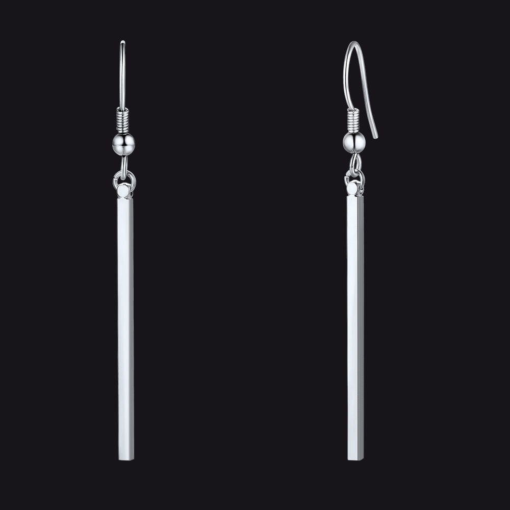 Minimal Long Vertical Bar Dangle Earrings for