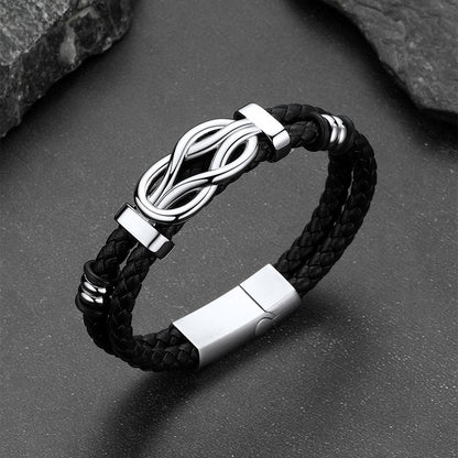 Customized Infinity Love Knot Leather Bracelet for
