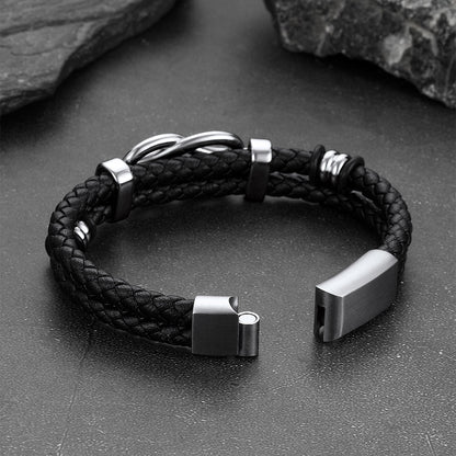 Customized Infinity Love Knot Leather Bracelet for