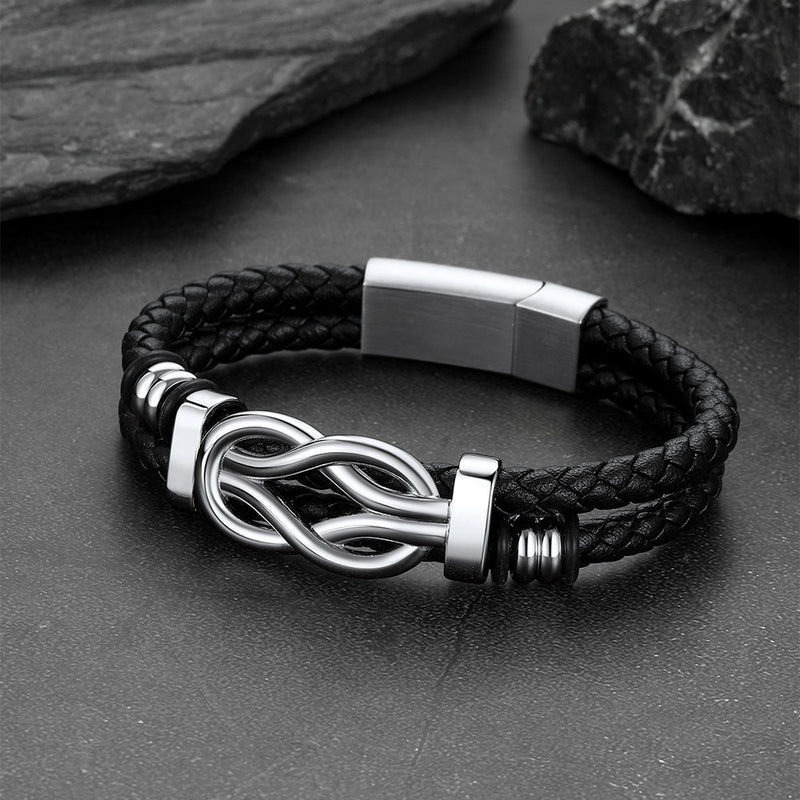 Customized Infinity Love Knot Leather Bracelet for