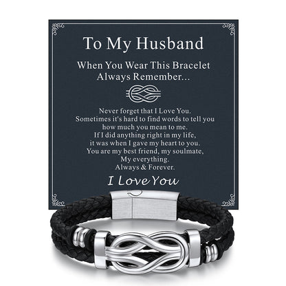 Customized Infinity Love Knot Leather Bracelet for